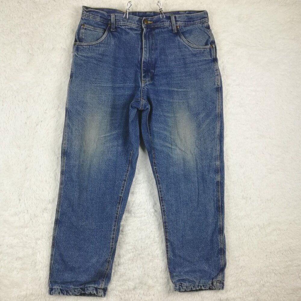 Lakin McKey Mens Jeans Carpenter‎ Flannel Lined Blue Denim Medium Wash 38x32